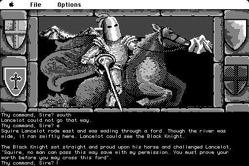 Lancelot (Macintosh) screenshot: Dealing with the Black Knight