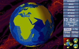 X-COM: Terror from the Deep (DOS) screenshot: Geoscape view
