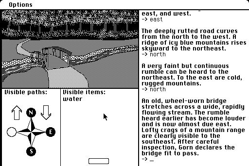 The Quest (Macintosh) screenshot: Bridge and stream