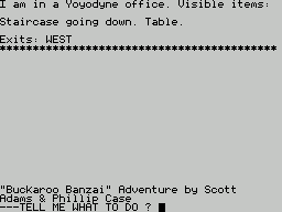 The Adventures of Buckaroo Banzai: Across the Eighth Dimension (ZX Spectrum) screenshot: Start of game