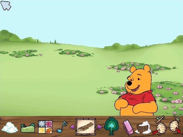 Disney's Winnie the Pooh: Kindergarten (Windows) screenshot: Thoughtful Place: here Pooh is introducing the controls