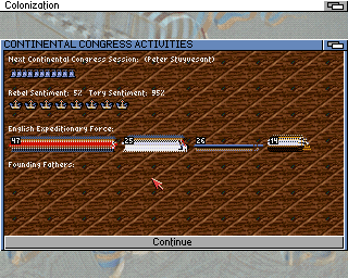 Sid Meier's Colonization (Amiga) screenshot: Various info menus are available to gauge your progress