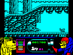 Wacky Races (ZX Spectrum) screenshot: I took the high road and had to reverse back down. dastardly does not change direction, just moves slowly backwards