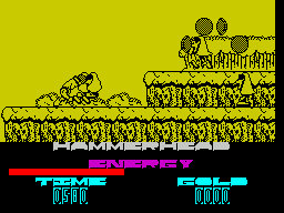 Hammer-Head (ZX Spectrum) screenshot: We walk around head butting people .....
