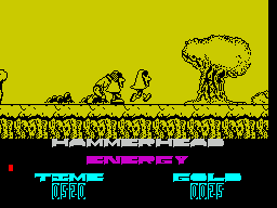 Hammer-Head (ZX Spectrum) screenshot: The bad guys don't shoot you but contact, unless you're killing them, does rob you of energy