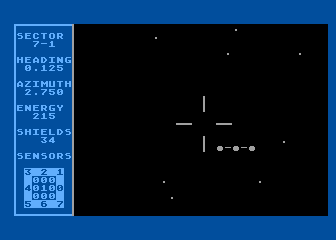 Shootout at the OK Galaxy (Atari 8-bit) screenshot: Supply ship