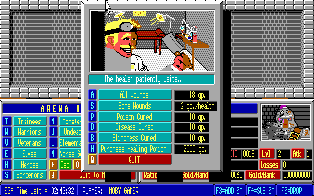 The Pit (DOS) screenshot: I don't want to find out why they used to call doctors "Sawbones" (EGA)