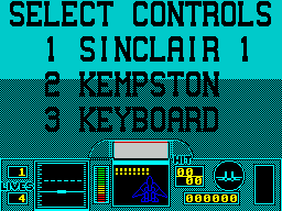 G-Loc: Air Battle (ZX Spectrum) screenshot: ... and you get to choose your controls. This is followed by a similar screen where you select mission difficulty
