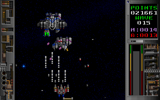 Galactix (DOS) screenshot: End-level heavy