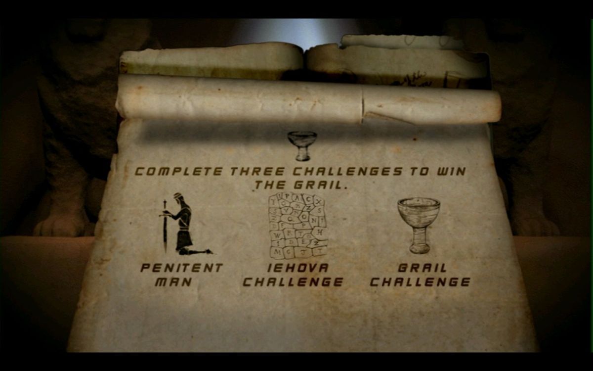 Indiana Jones: DVD Adventure Game (DVD Player) screenshot: The three Holy Grail Challenges