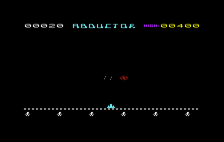 Abductor (VIC-20) screenshot: Destroying a formation.