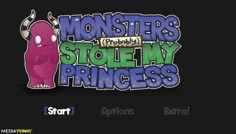 Monsters (Probably) Stole My Princess (PSP) screenshot: Title screen and main menu