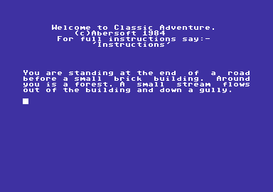 Adventure 1 (Commodore 64) screenshot: The start of the game