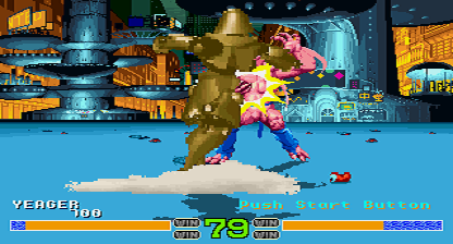 Dark Edge (Arcade) screenshot: Yeager (me) vs Blood