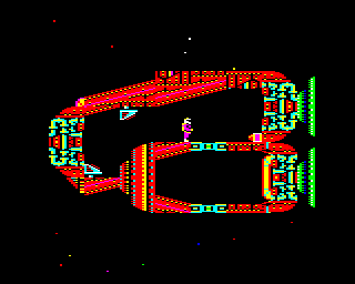 Exile (BBC Micro) screenshot: The starting point of your ship: The Perseus.