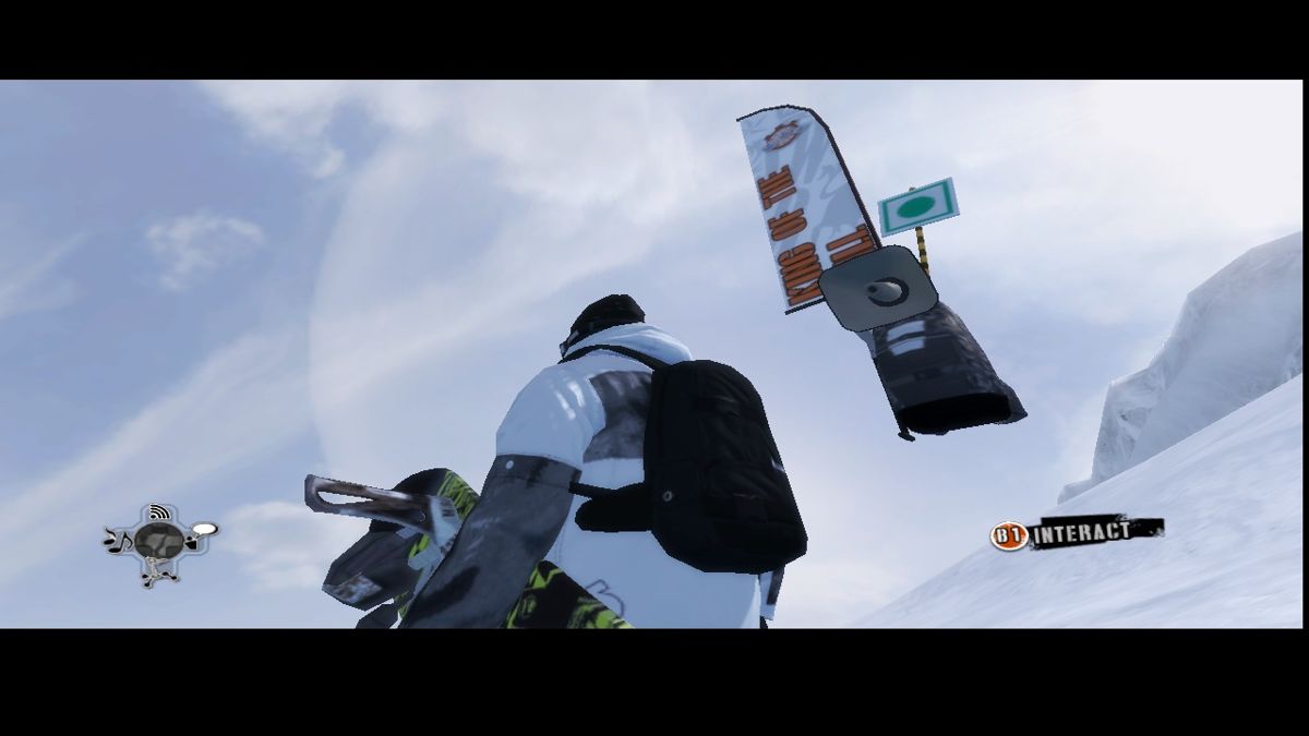 Shaun White Snowboarding (Windows) screenshot: Those floating signs mark event starting points.