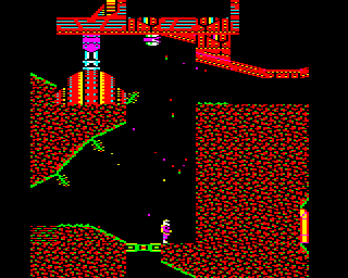 Exile (BBC Micro) screenshot: Underneath the stranded ship: Pericles.