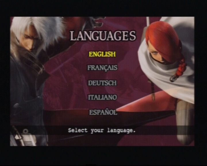 Devil May Cry 2 (PlayStation 2) screenshot: Language selection screen.
