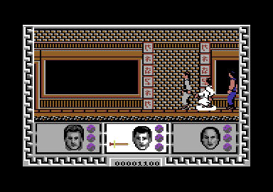 Big Trouble in Little China (Commodore 64) screenshot: Found a weapon