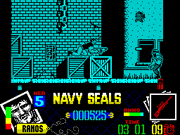 Navy Seals (ZX Spectrum) screenshot: Got him. Now I can get off this screen. Timing is everything