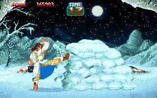 Sango Fighter 2 (DOS) screenshot: Three different bonus stages await you in-between bouts in battle mode.