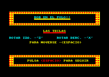 Bob en el polo (Amstrad CPC) screenshot: The control keys