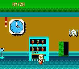 Splatterhouse: Wanpaku Graffiti (NES) screenshot: Just have a coke to max out your health.