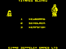 Titanic Blinky (ZX Spectrum) screenshot: Game controller options