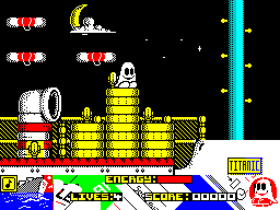 Titanic Blinky (ZX Spectrum) screenshot: This is the front of the ship - can't go any further to the right