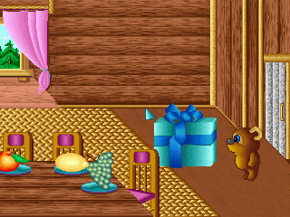 Happy Birthday! (DOS) screenshot: Bringing the present home