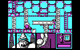 Kong's Revenge (DOS) screenshot: A mobile platform (CGA)
