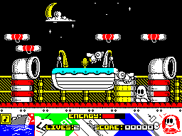 Titanic Blinky (ZX Spectrum) screenshot: Contact with wasps also costs energy