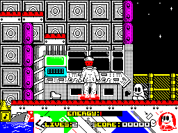 Titanic Blinky (ZX Spectrum) screenshot: This is as far left as I can go. There is something spinning way over on the left but I cannot go beyond the edge of the console, yet...