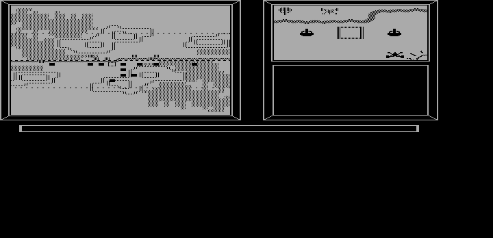 Modem Wars (DOS) screenshot: Gameplay (Hercules Monochrome)
