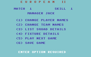 European II (Commodore 64) screenshot: Options