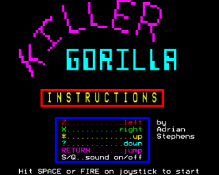 Killer Gorilla (BBC Micro) screenshot: The title screen.