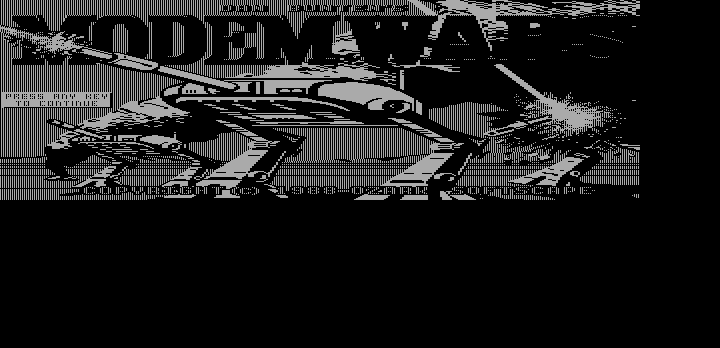 Modem Wars (DOS) screenshot: Title screen (Hercules Monochrome)