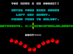 Hoppin' Mad (ZX Spectrum) screenshot: This is how the players name is entered