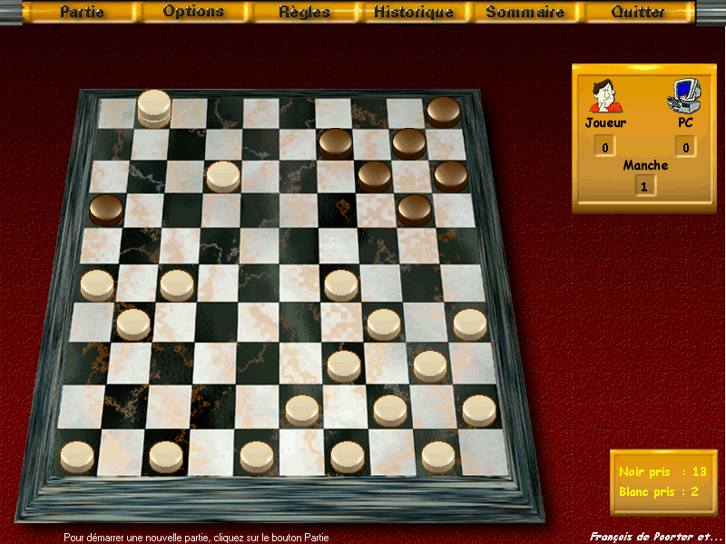 Dames & Backgammon (Windows) screenshot: Me playing checkers, not too bad for a beginner...