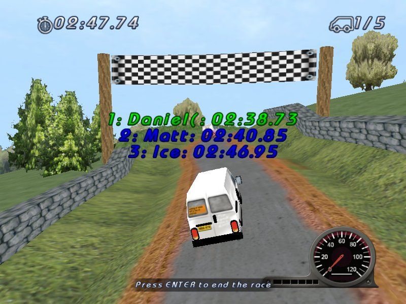 White Van Racer (Windows) screenshot: End of a race.