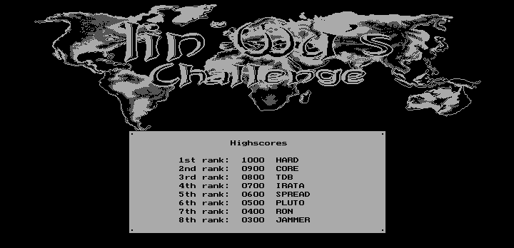 Lin Wu's Challenge (DOS) screenshot: Highscores (Hercules)