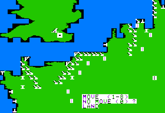 50 Mission Crush (Apple II) screenshot: Battle map of targets
