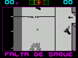 Jai Alai (ZX Spectrum) screenshot: The ball touched the ground before passing the fault line