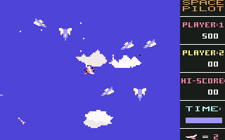 Space Pilot (Commodore 64) screenshot: Even faster planes in the fourth level
