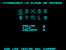Jai Alai (ZX Spectrum) screenshot: The game loads to a copy protection screen. There is a load screen but it's displayed so briefly it's impossible to see.