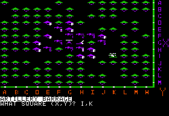 VC (Apple II) screenshot: U.S. Artillery continues to shell the VC