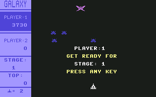 Galaxy (Commodore 64) screenshot: Respawning