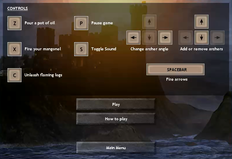 Castle Attack 2 (Windows) screenshot: Controls