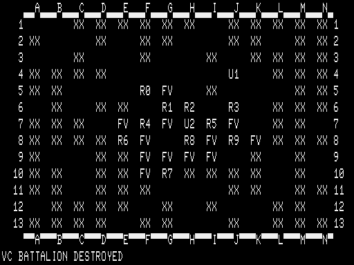 VC (TRS-80) screenshot: Using unit U1(U.S. Air Calvary) on VC