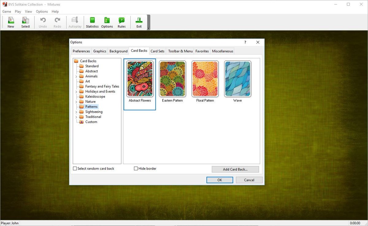 BVS Solitaire Collection (Windows) screenshot: BVS Solitaire Collection - Card Backs selection